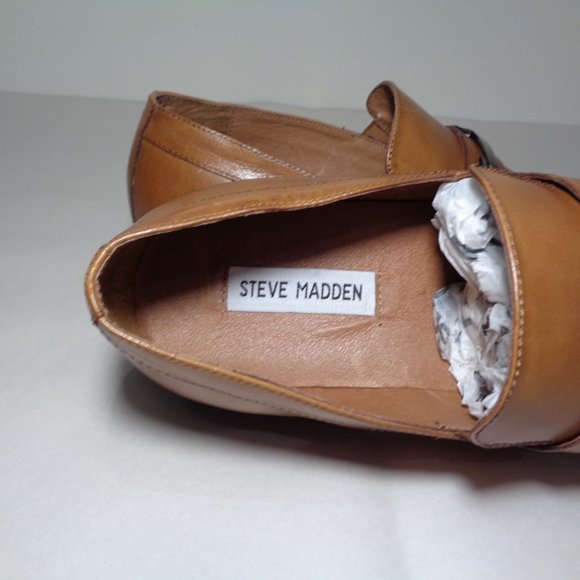 Steve Madden Size 9.5 M SHHARP Tan Leather Slip On Loafers New Men\'s Shoes